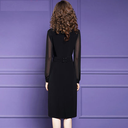 Sophie - Elegant evening dress with sleeves made of black knitwear