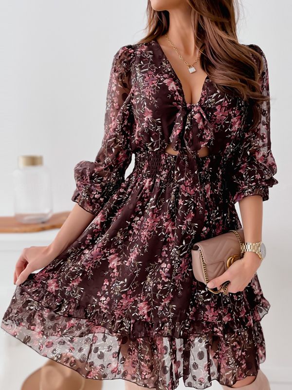 Sylvie - Printed chiffon dress simply